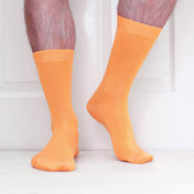 Luxury Socks Multipack 3 Pairs / 5-Pairs Orange Plain Colour Men's Crew Socks Size 7-12