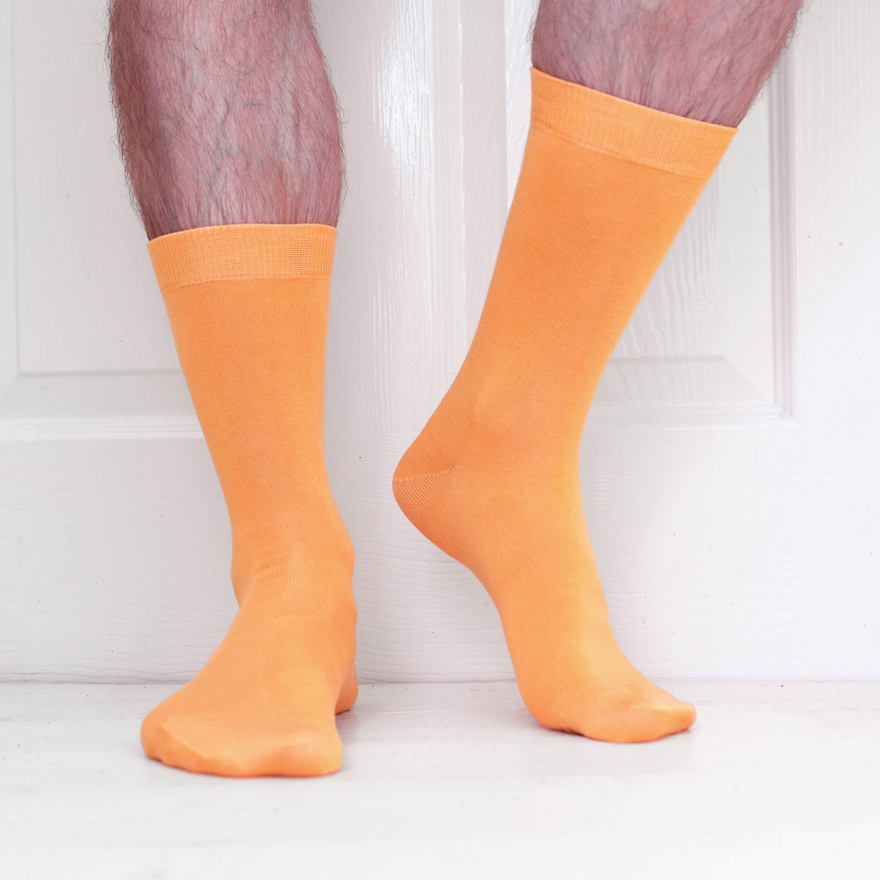 Luxury Socks Multipack 3 Pairs / 5-Pairs Orange Plain Colour Men's Crew Socks Size 7-12