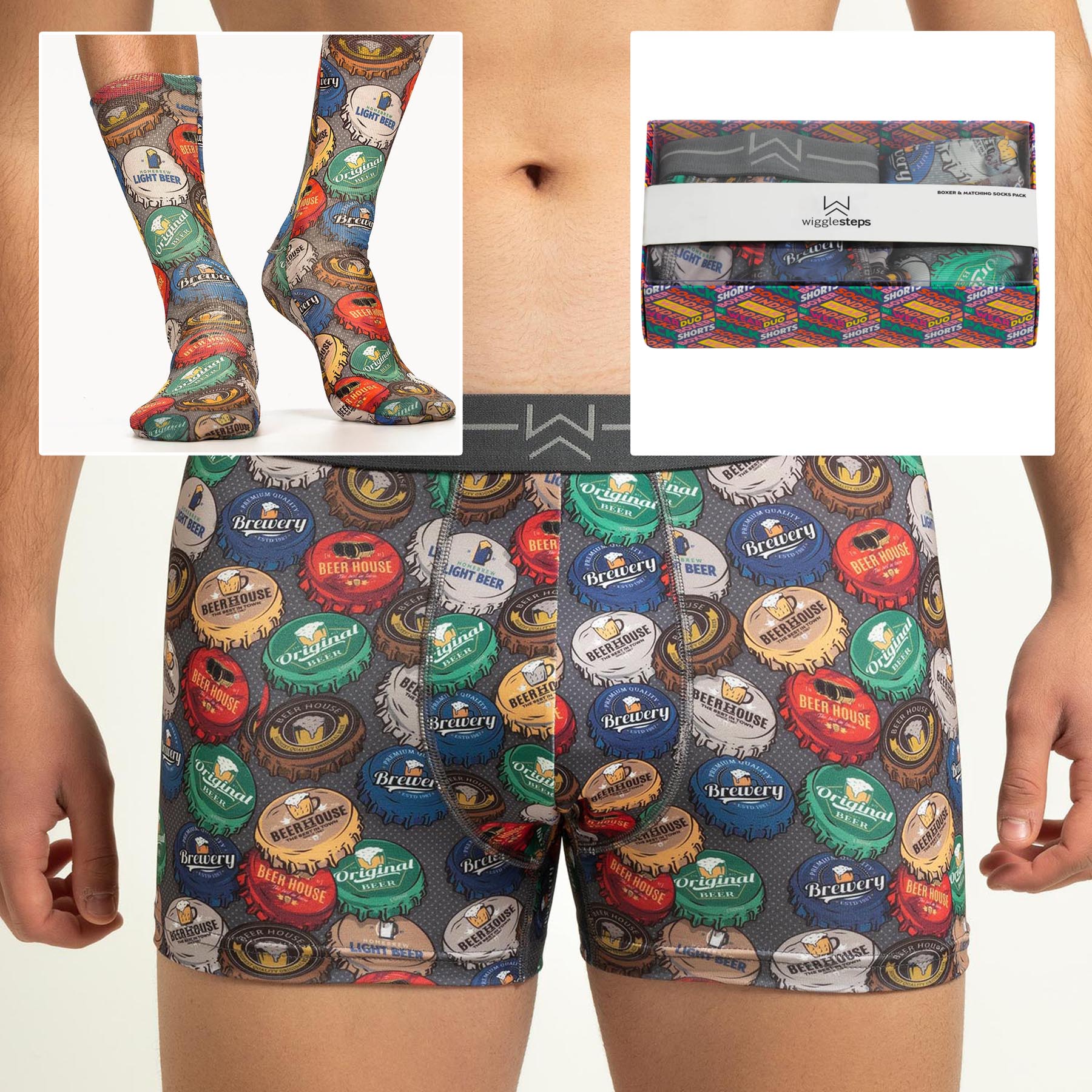 Vintage Beer Themed Boxer and Socks gift pack
