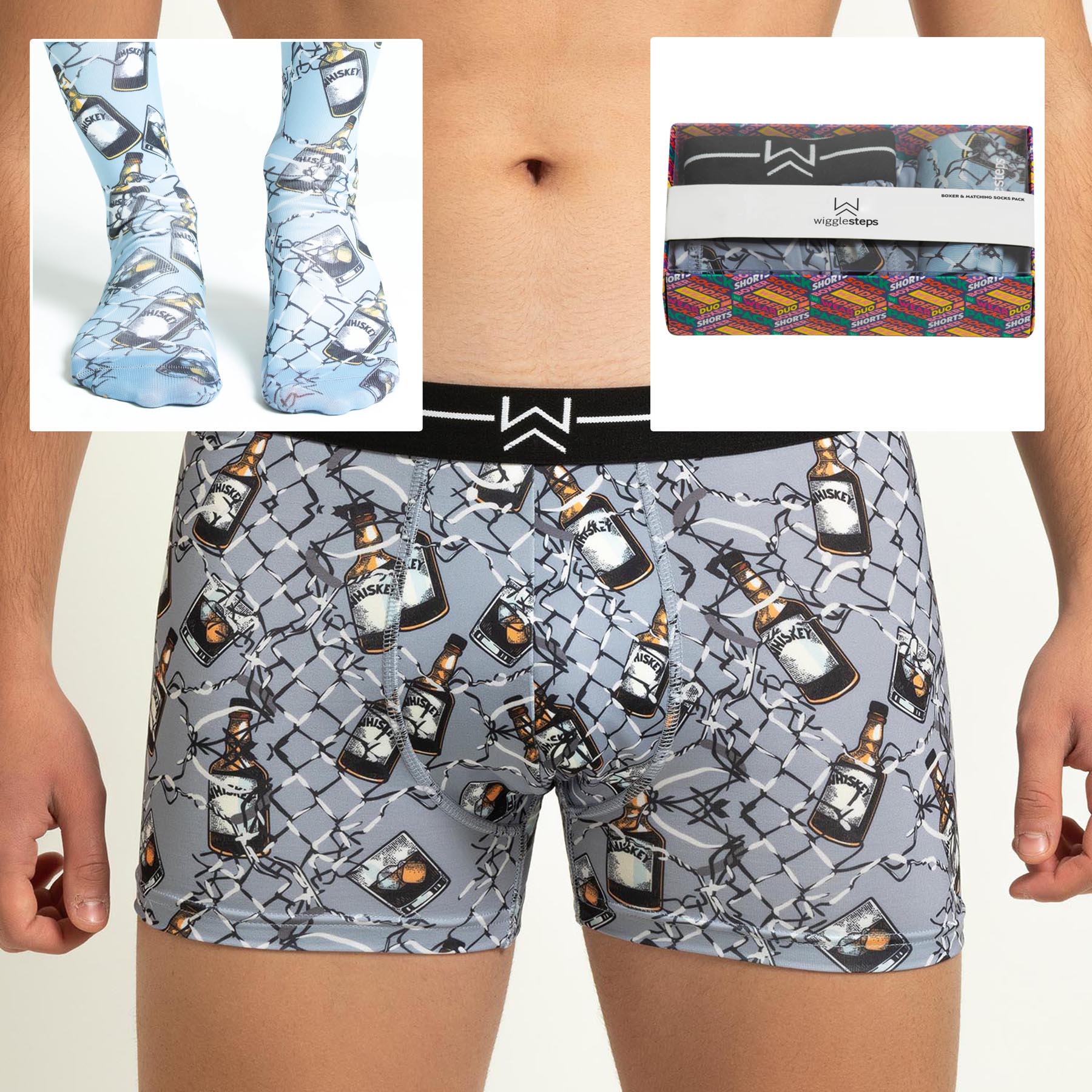 Whiskey Themed Boxer and Socks gift pack
