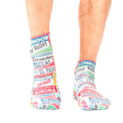 Vintage Cities Printed Men’s Trainer Socks | Retro Urban Style & Comfort