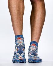 Ethnic Art Blue Wigglesteps Sneaker Socks | Bold Print & Low-Cut Comfort