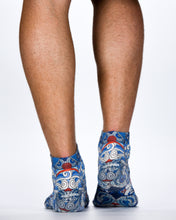 Ethnic Art Blue Wigglesteps Sneaker Socks | Bold Print & Low-Cut Comfort