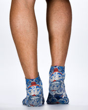 Ethnic Art Blue Wigglesteps Sneaker Socks | Bold Print & Low-Cut Comfort