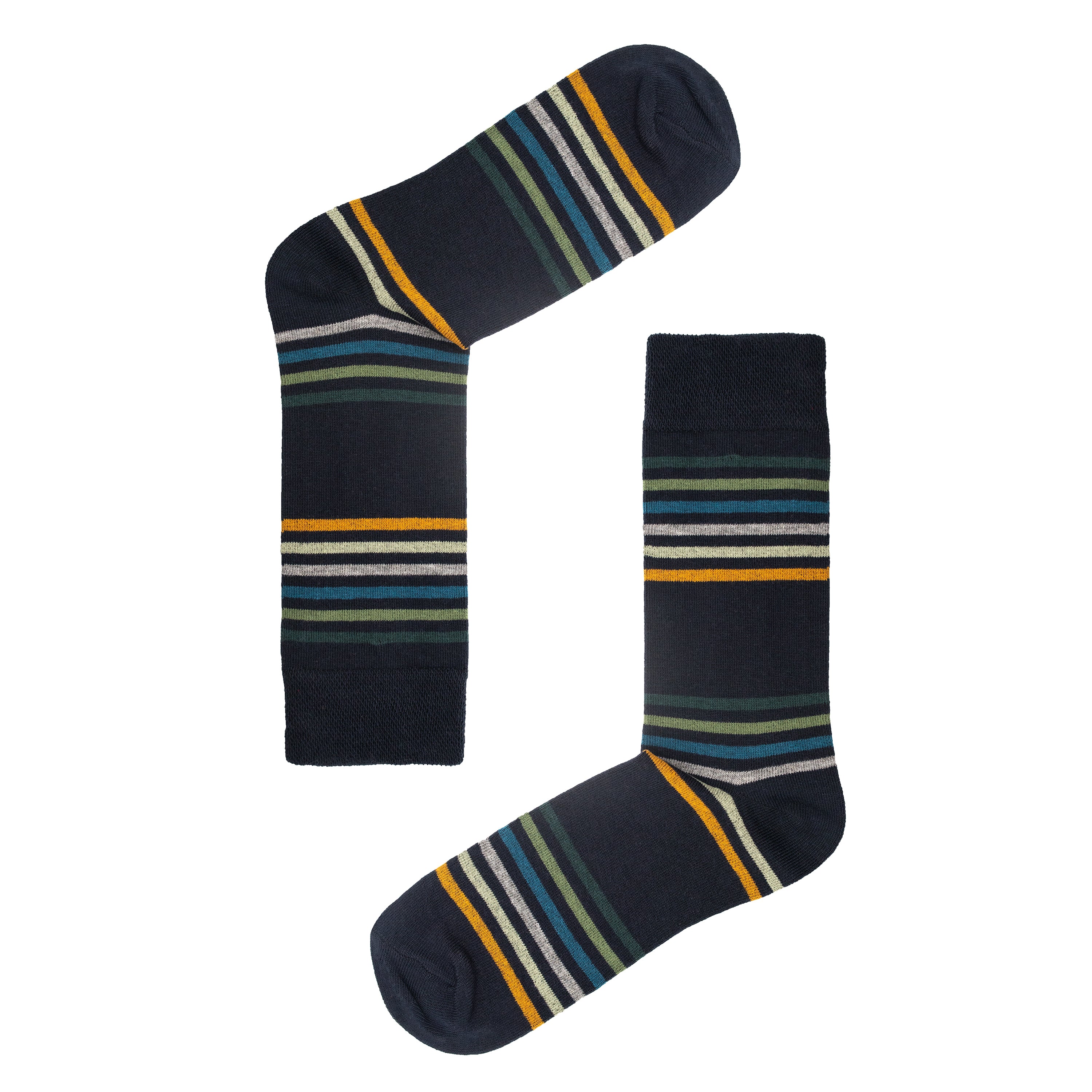 Multi Stripe Mens Socks – Organic Cotton Comfort Top