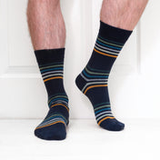 Multi Stripe Mens Socks – Organic Cotton Comfort Top