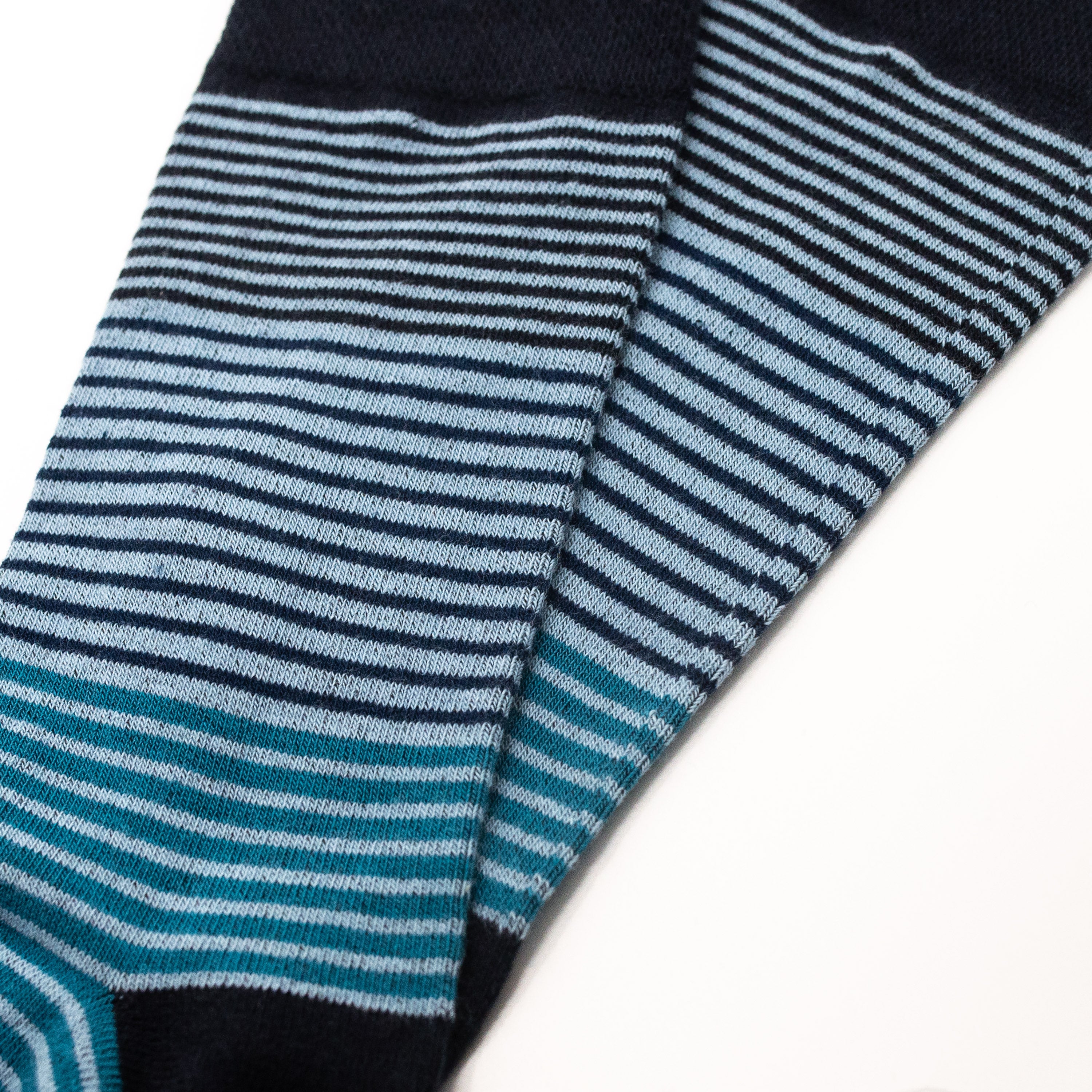 All Over Fine Stripe Organic Cotton Mens Socks | Comfort Top Fit