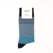 All Over Fine Stripe Organic Cotton Mens Socks | Comfort Top Fit