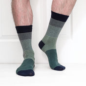 All Over Fine Stripe Organic Cotton Mens Socks | Comfort Top Fit