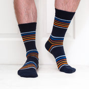 Multi Stripe Mens Socks – Organic Cotton Comfort Top