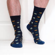Circle Geo Classic Blue Mens Socks | Organic Cotton & Easy Comfort