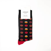 Circle Geo Red Organic Cotton Mens Socks | Comfort Top & Bold Style