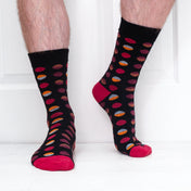 Circle Geo Red Organic Cotton Mens Socks | Comfort Top & Bold Style