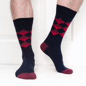 Diamond Pattern Organic Cotton Mens Socks | Soft Comfort Top