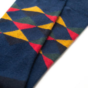 Multi Diamond Pattern Organic Cotton Mens Socks | Comfort Welt Top