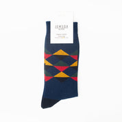 Multi Diamond Pattern Organic Cotton Mens Socks | Comfort Welt Top