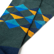 Multi Diamond Pattern Organic Cotton Mens Socks | Comfort Welt Top