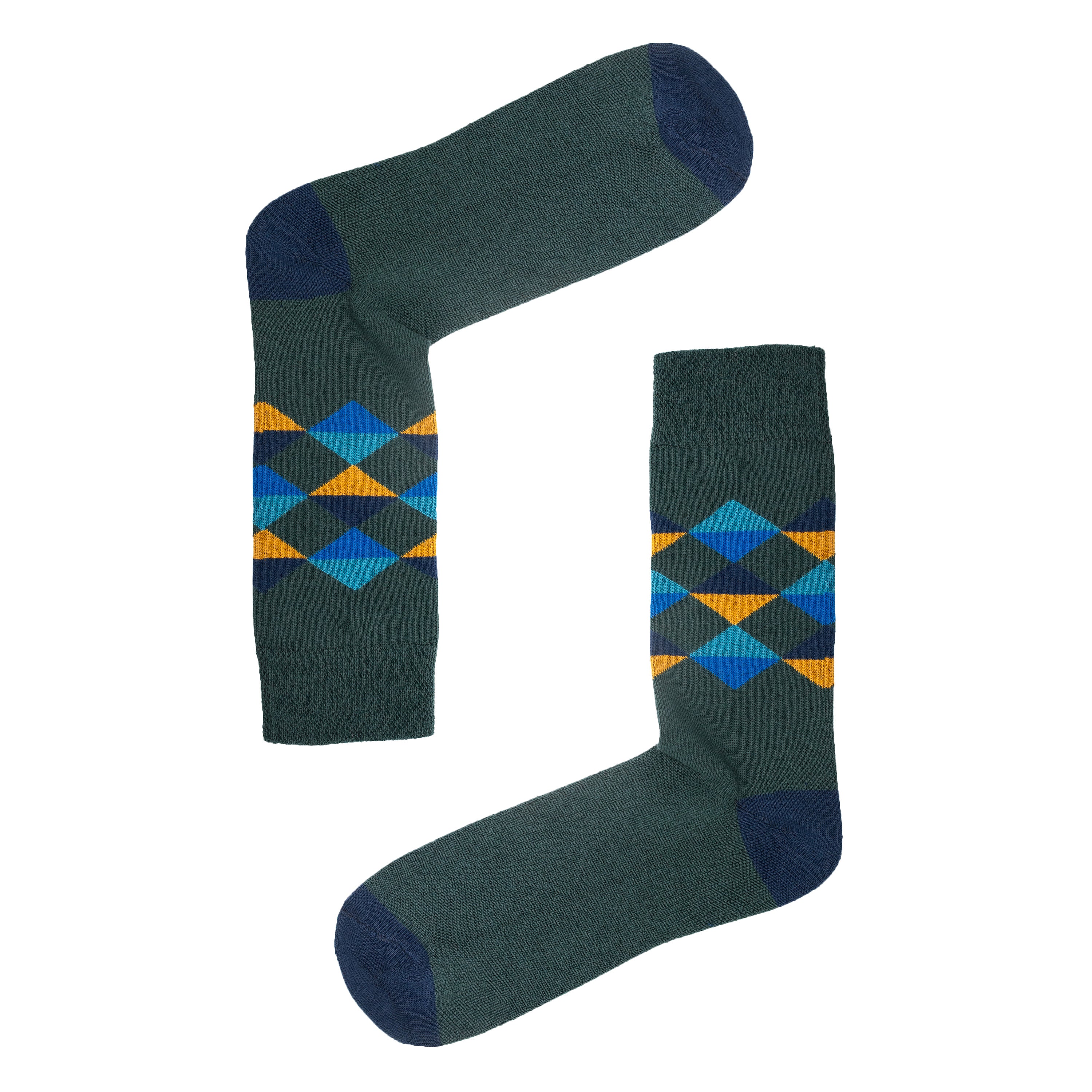 Multi Diamond Pattern Organic Cotton Mens Socks | Comfort Welt Top