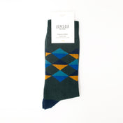Multi Diamond Pattern Organic Cotton Mens Socks | Comfort Welt Top