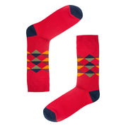 Multi Diamond Pattern Organic Cotton Mens Socks | Comfort Welt Top