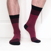 Fine Stripe Organic Cotton Mens Socks | Gentle Comfort Welt Top