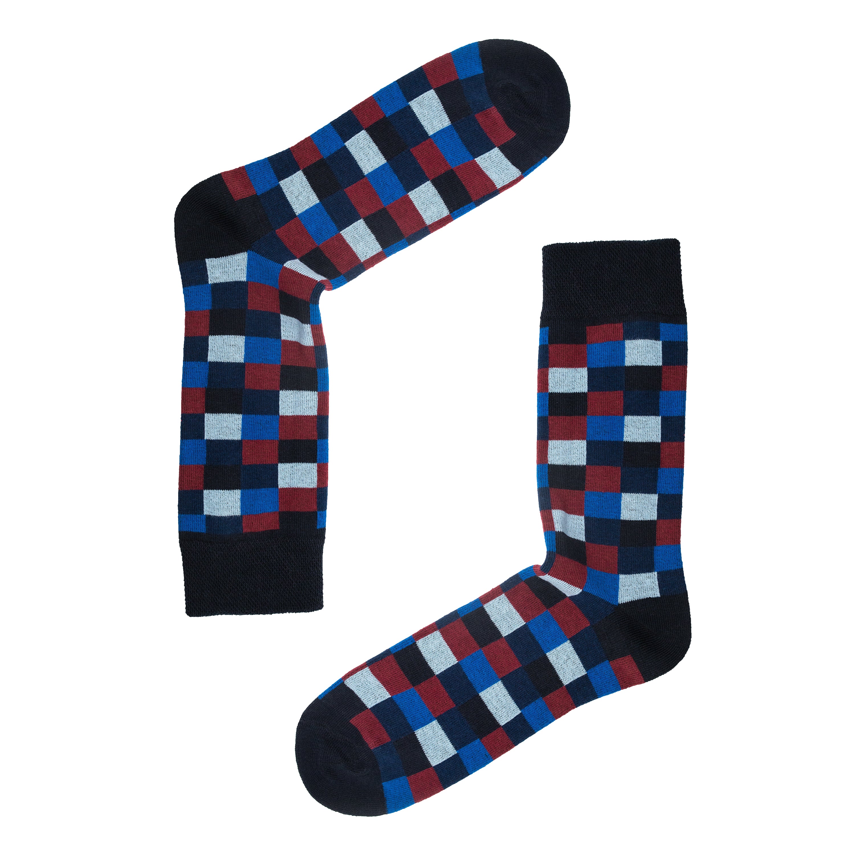 Square Pattern Organic Cotton Mens Socks | Comfort Top & Soft Fit