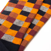 Square Pattern Organic Cotton Mens Socks | Comfort Top & Soft Fit