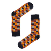 Square Pattern Organic Cotton Mens Socks | Comfort Top & Soft Fit