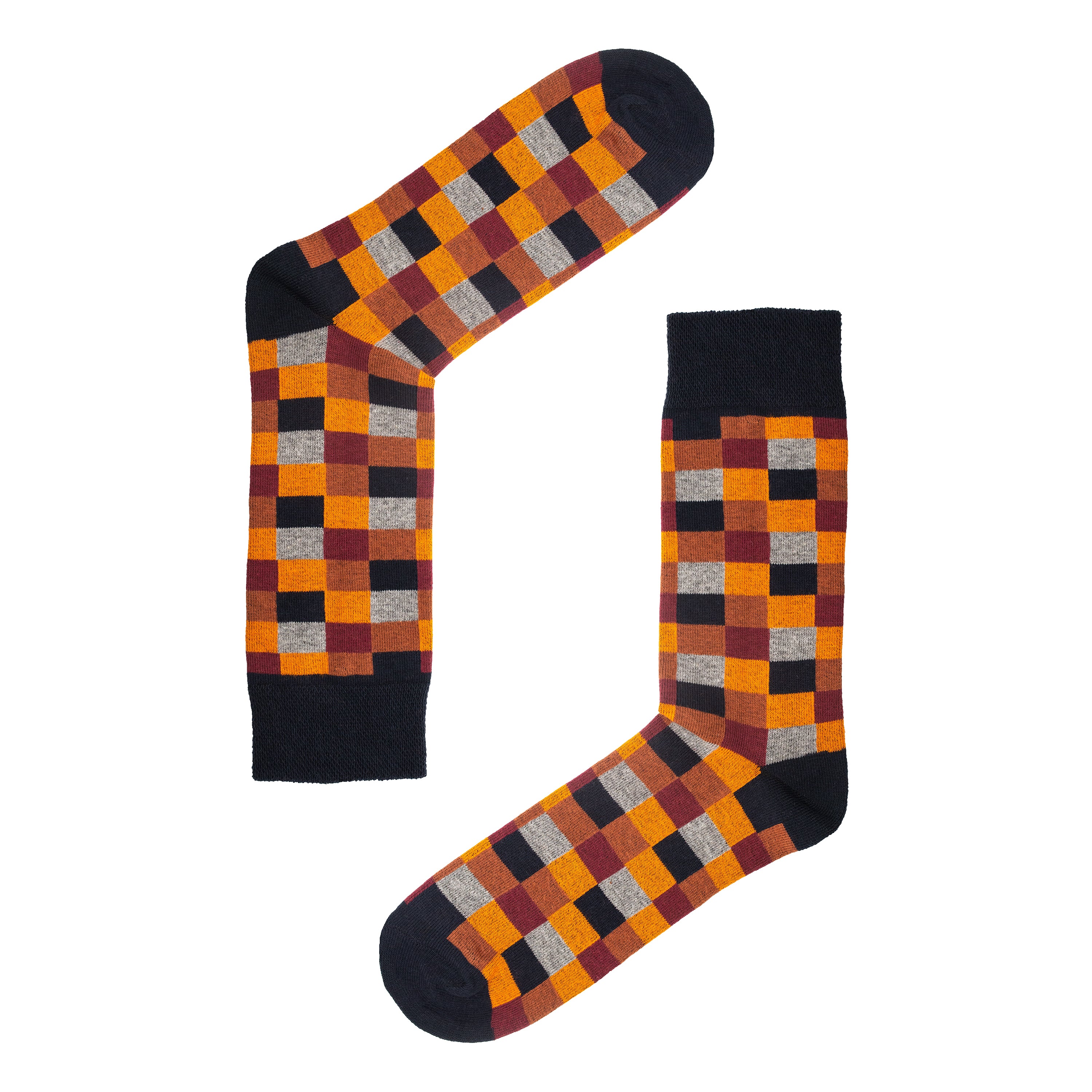 Square Pattern Organic Cotton Mens Socks | Comfort Top & Soft Fit