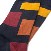 Block Pattern Organic Cotton Mens Socks | Comfort Top & Breathable Fit