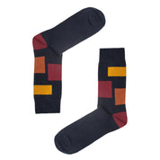 Block Pattern Organic Cotton Mens Socks | Comfort Top & Breathable Fit