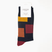 Block Pattern Organic Cotton Mens Socks | Comfort Top & Breathable Fit