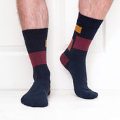 Block Pattern Organic Cotton Mens Socks | Comfort Top & Breathable Fit