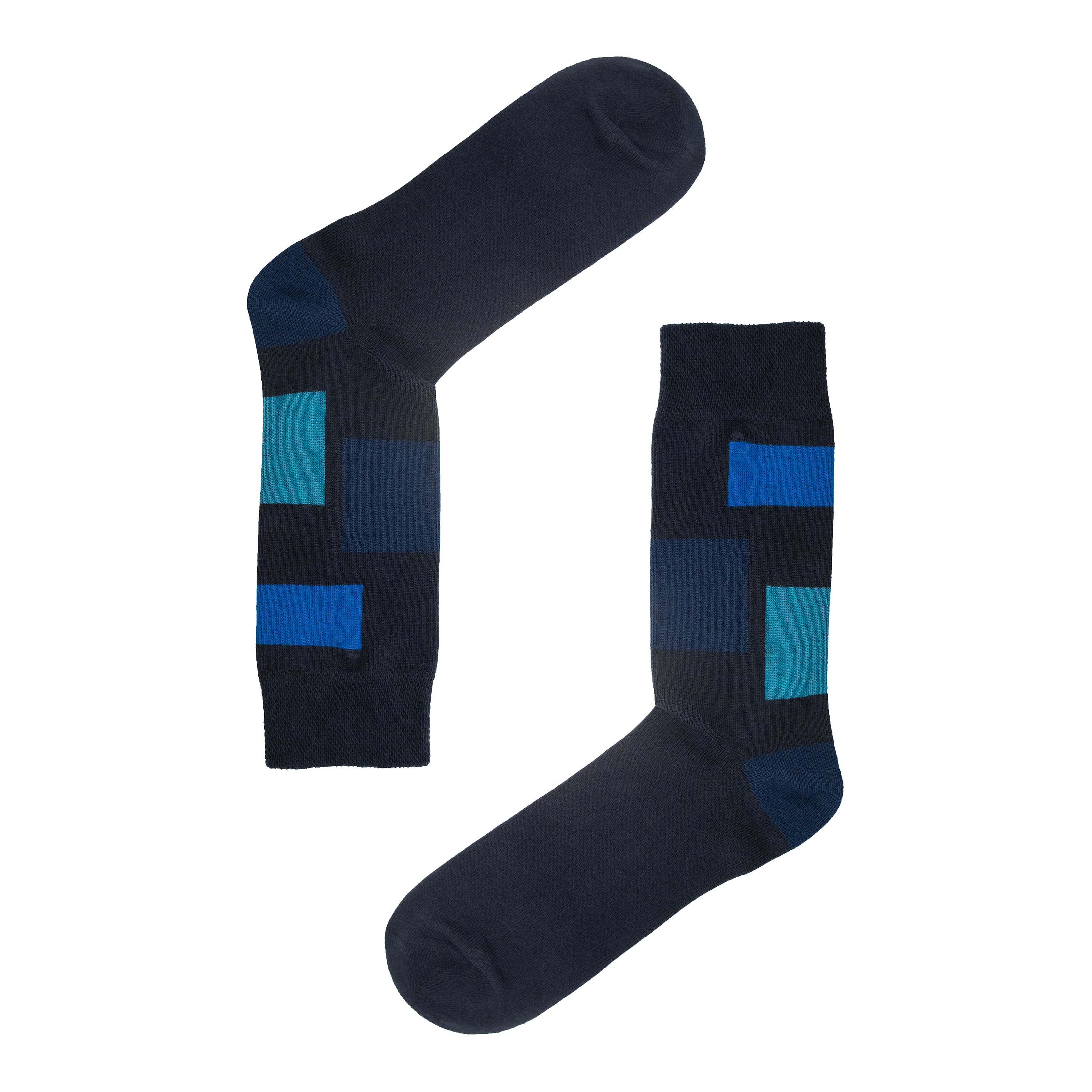 Block Pattern Organic Cotton Mens Socks | Comfort Top & Breathable Fit