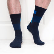Block Pattern Organic Cotton Mens Socks | Comfort Top & Breathable Fit