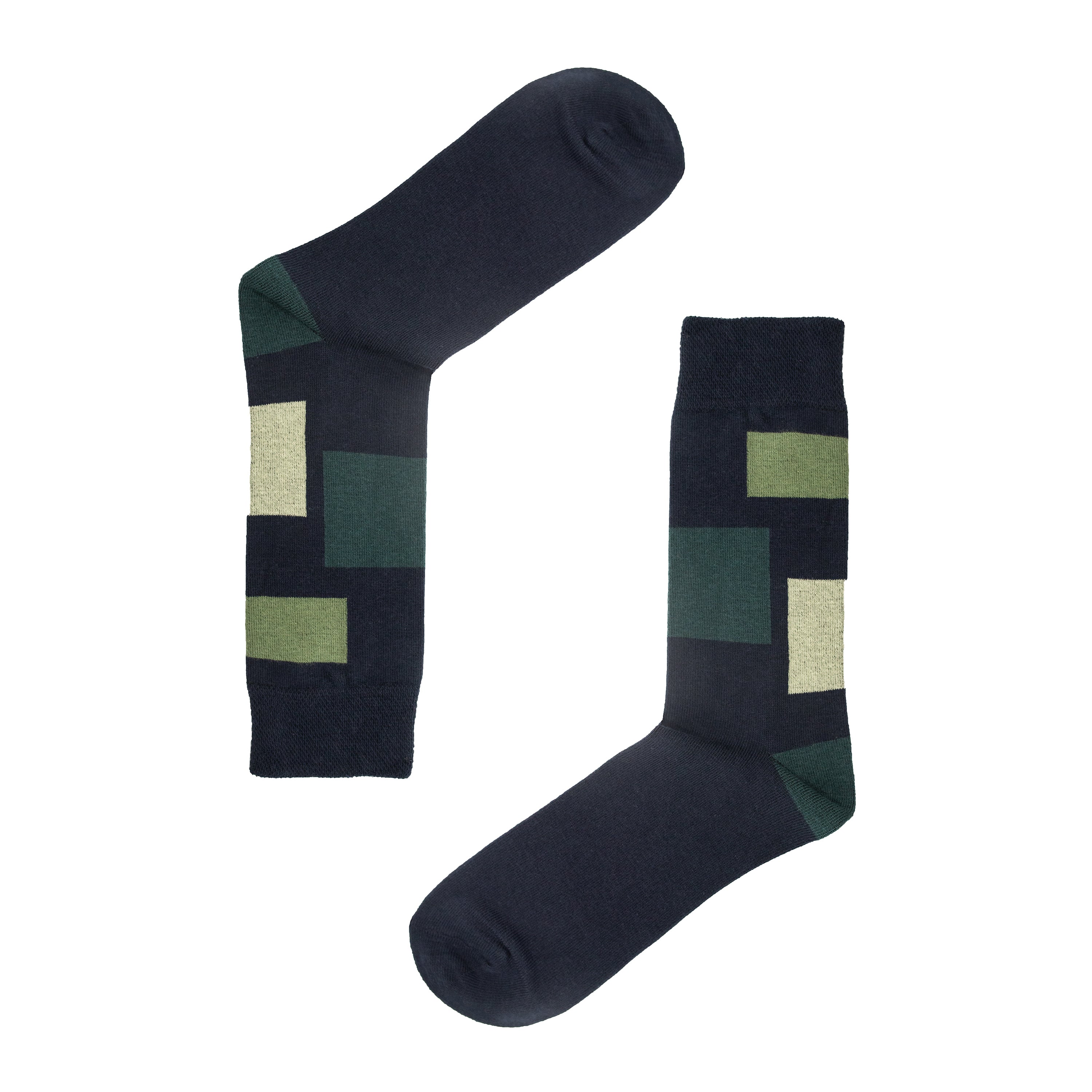 Block Pattern Organic Cotton Mens Socks | Comfort Top & Breathable Fit
