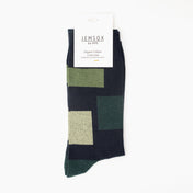 Block Pattern Organic Cotton Mens Socks | Comfort Top & Breathable Fit