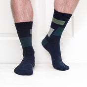 Block Pattern Organic Cotton Mens Socks | Comfort Top & Breathable Fit