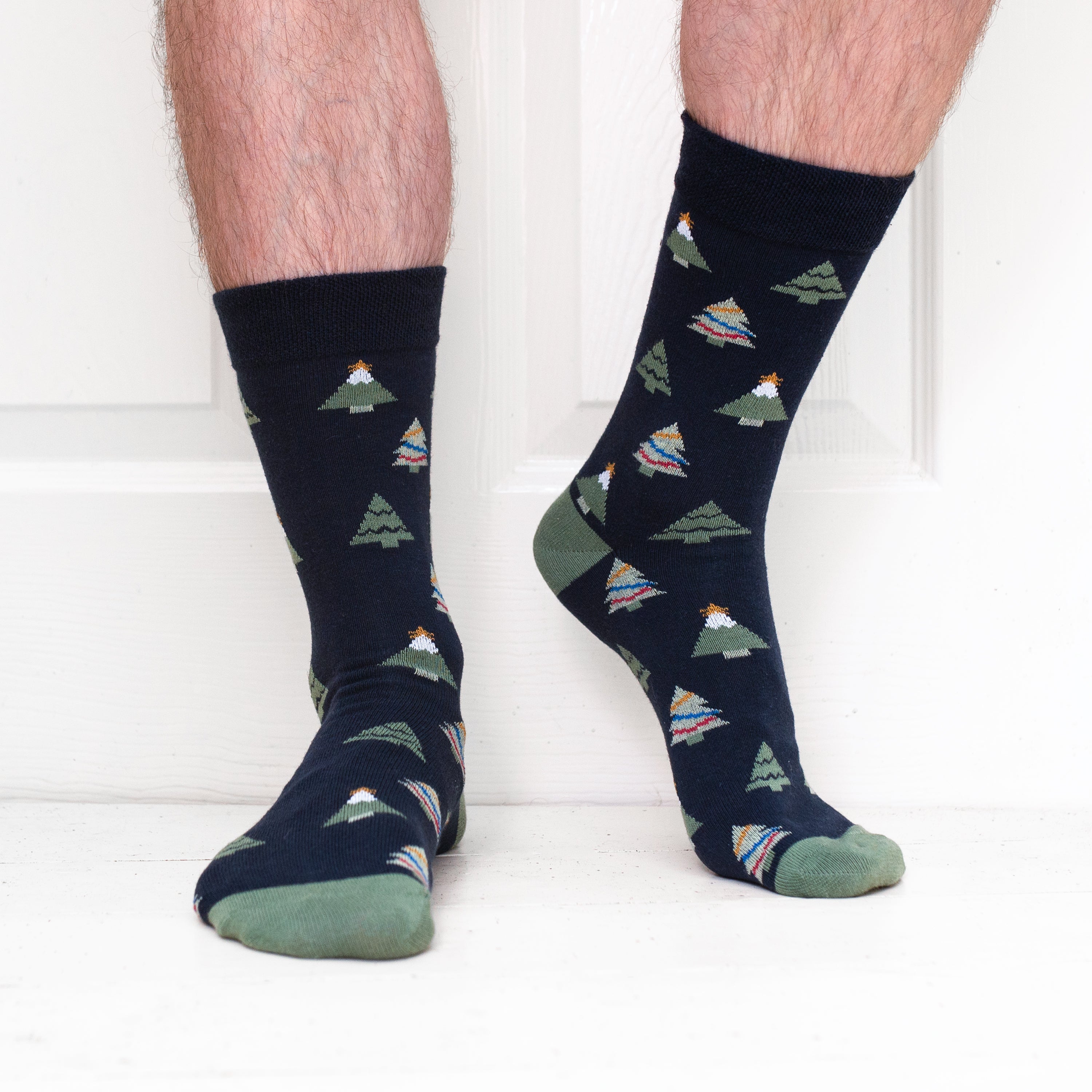 3 Pack Trees Design Organic Cotton Mens Socks | Comfort Welt Bundle
