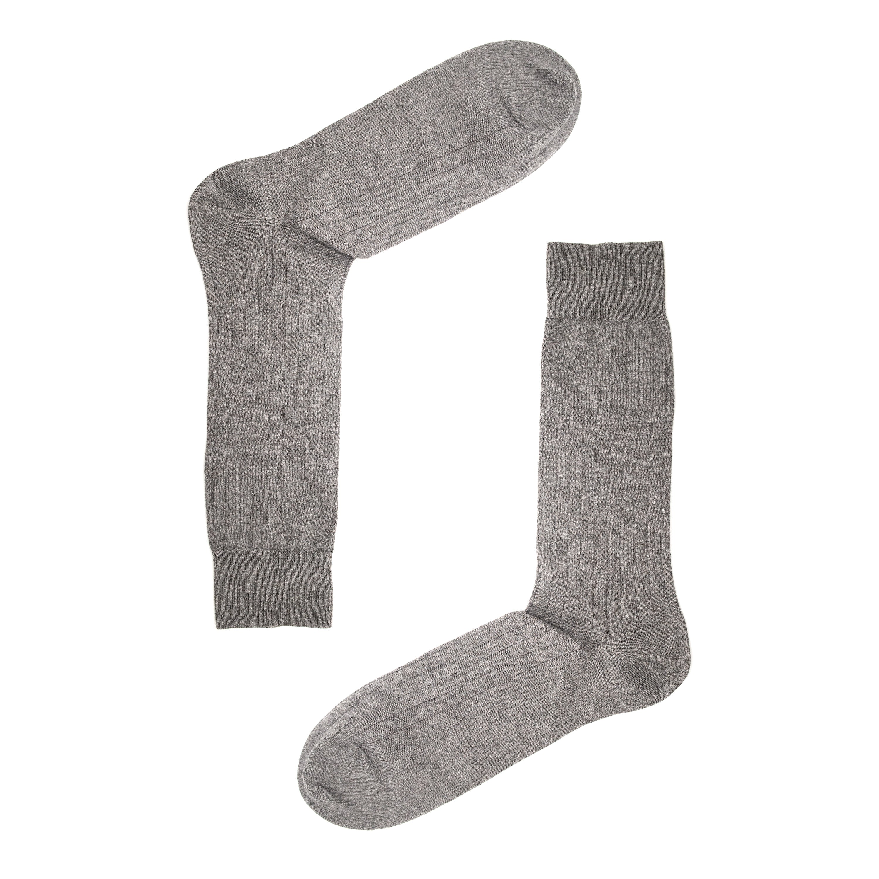 Light Grey Marl Recycled Rib Mens Socks | Sustainable & Soft