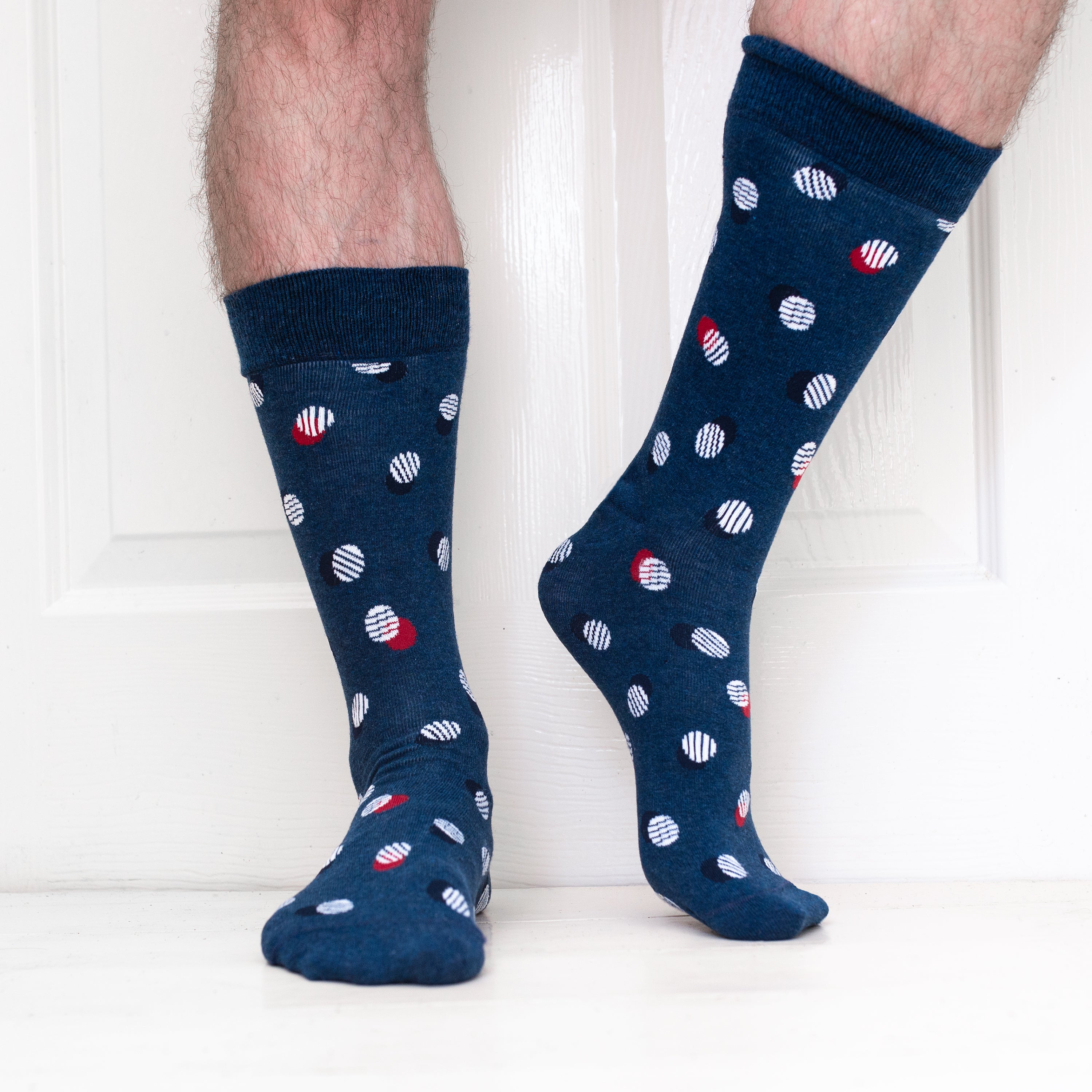 Spot & Stripe Pattern Mens Socks – Organic Cotton