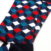Box Geo Print Mens Socks – Organic Cotton Crew