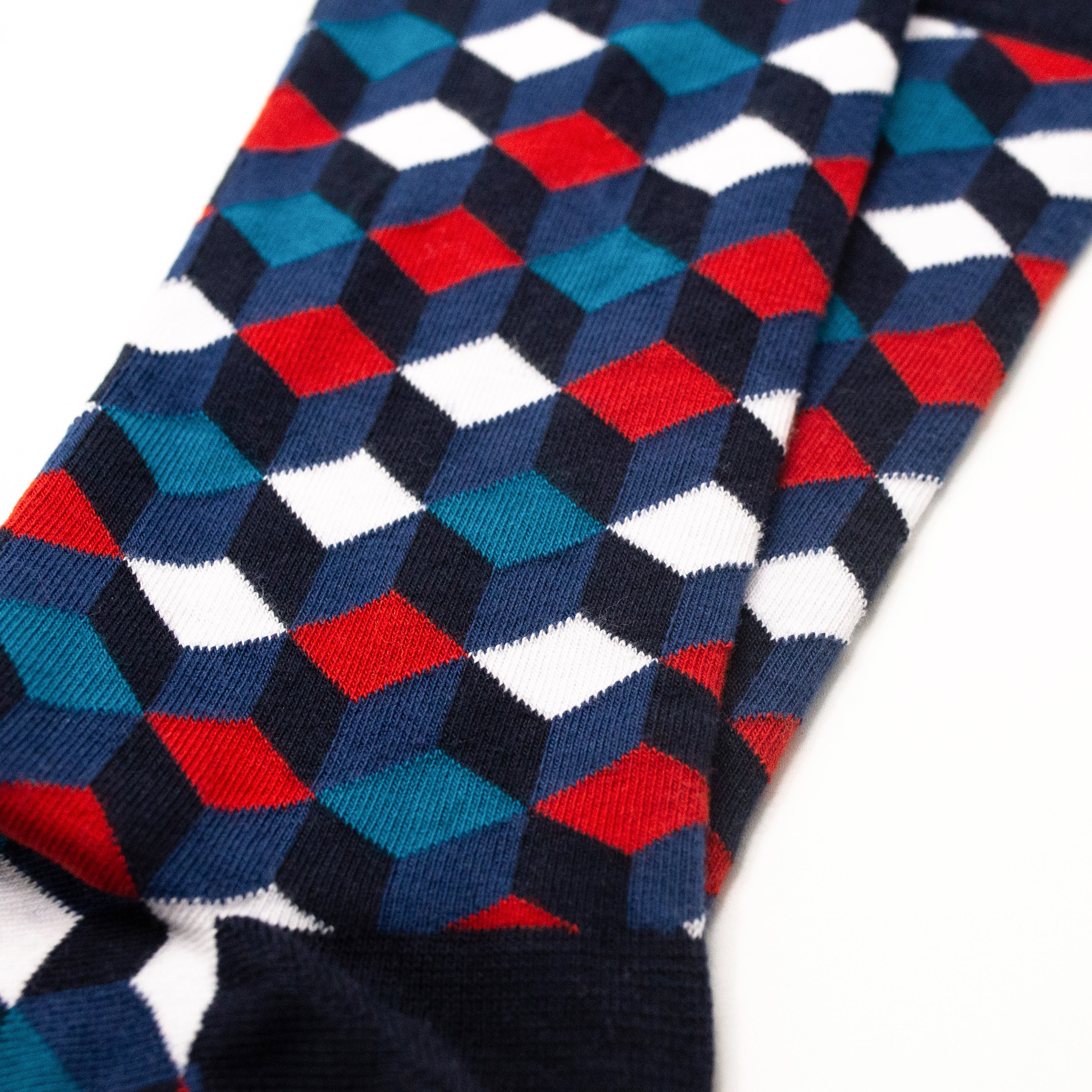 Box Geo Print Mens Socks – Organic Cotton Crew
