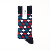 Box Geo Print Mens Socks – Organic Cotton Crew