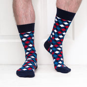 Box Geo Print Mens Socks – Organic Cotton Crew