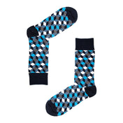 Box Geo Print Mens Socks – Organic Cotton Crew