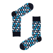 Box Geo Print Mens Socks – Organic Cotton Crew