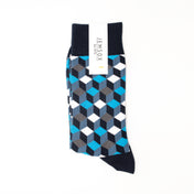 Box Geo Print Mens Socks – Organic Cotton Crew